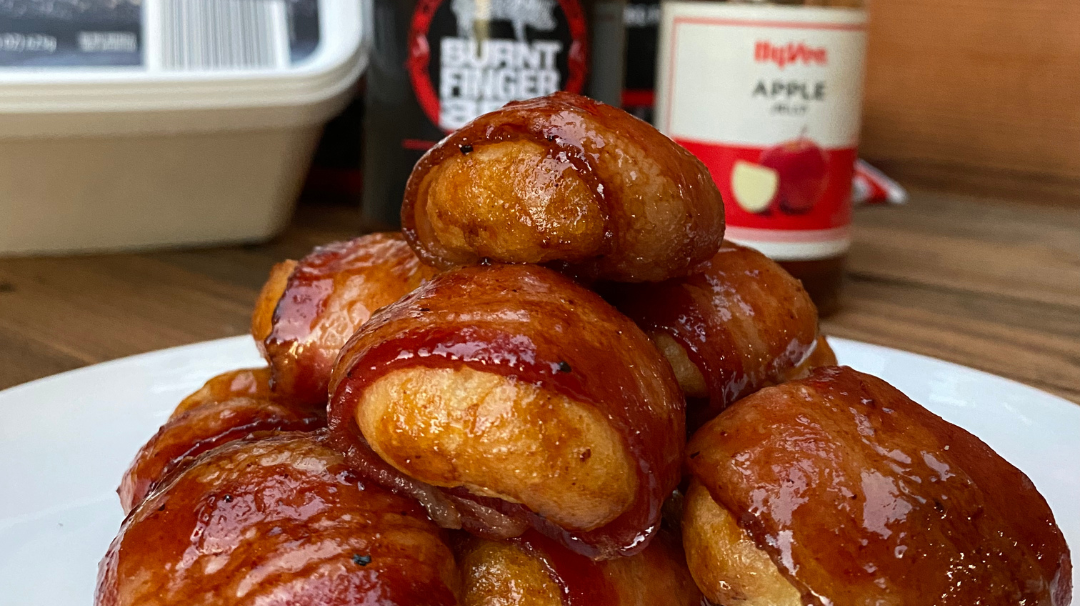 Smoked bacon wrapped cream puffs