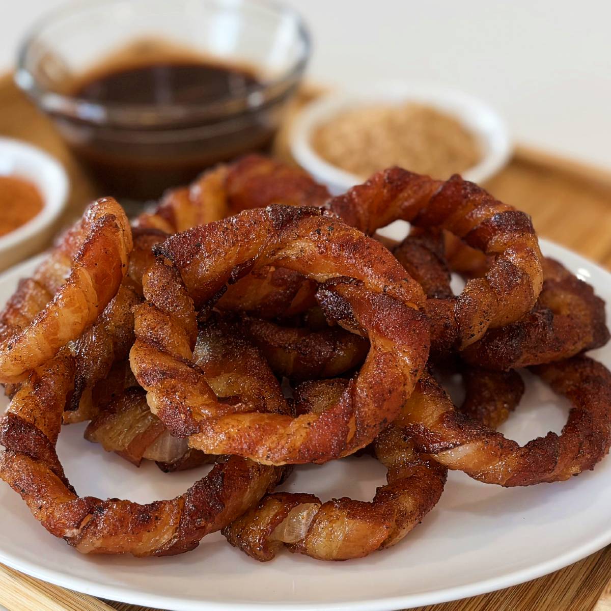 Bacon wrapped onion rings